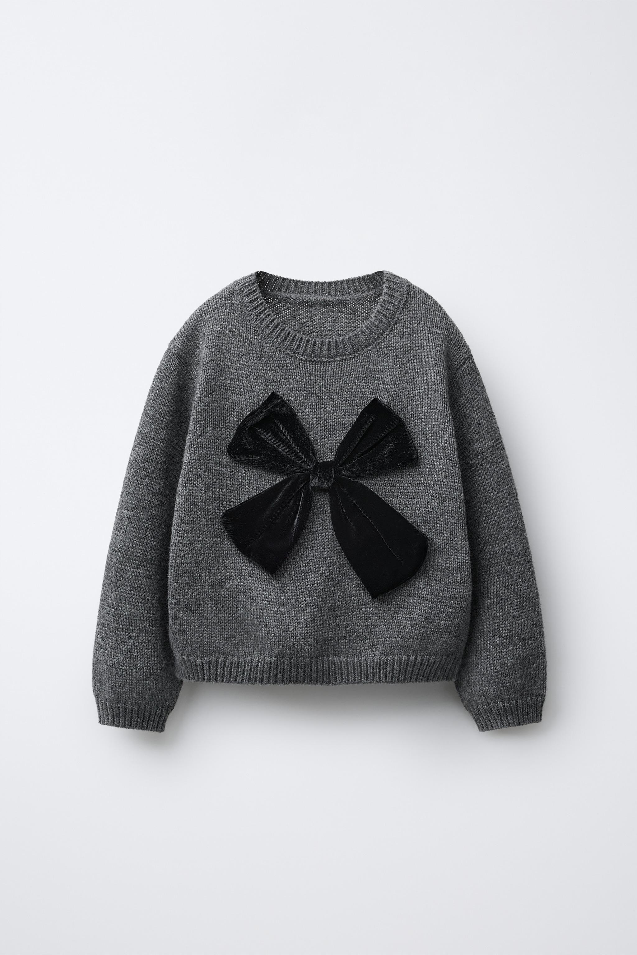 KNIT JUMPER WITH VELVET BOW